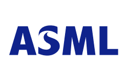 A logo of ASML