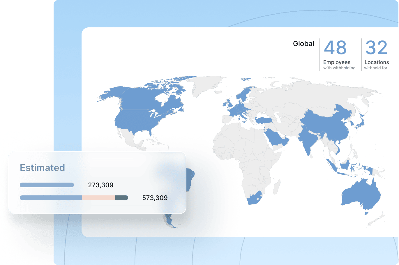 A world map is shown on the dashboard, providing a visual representation of global geography.