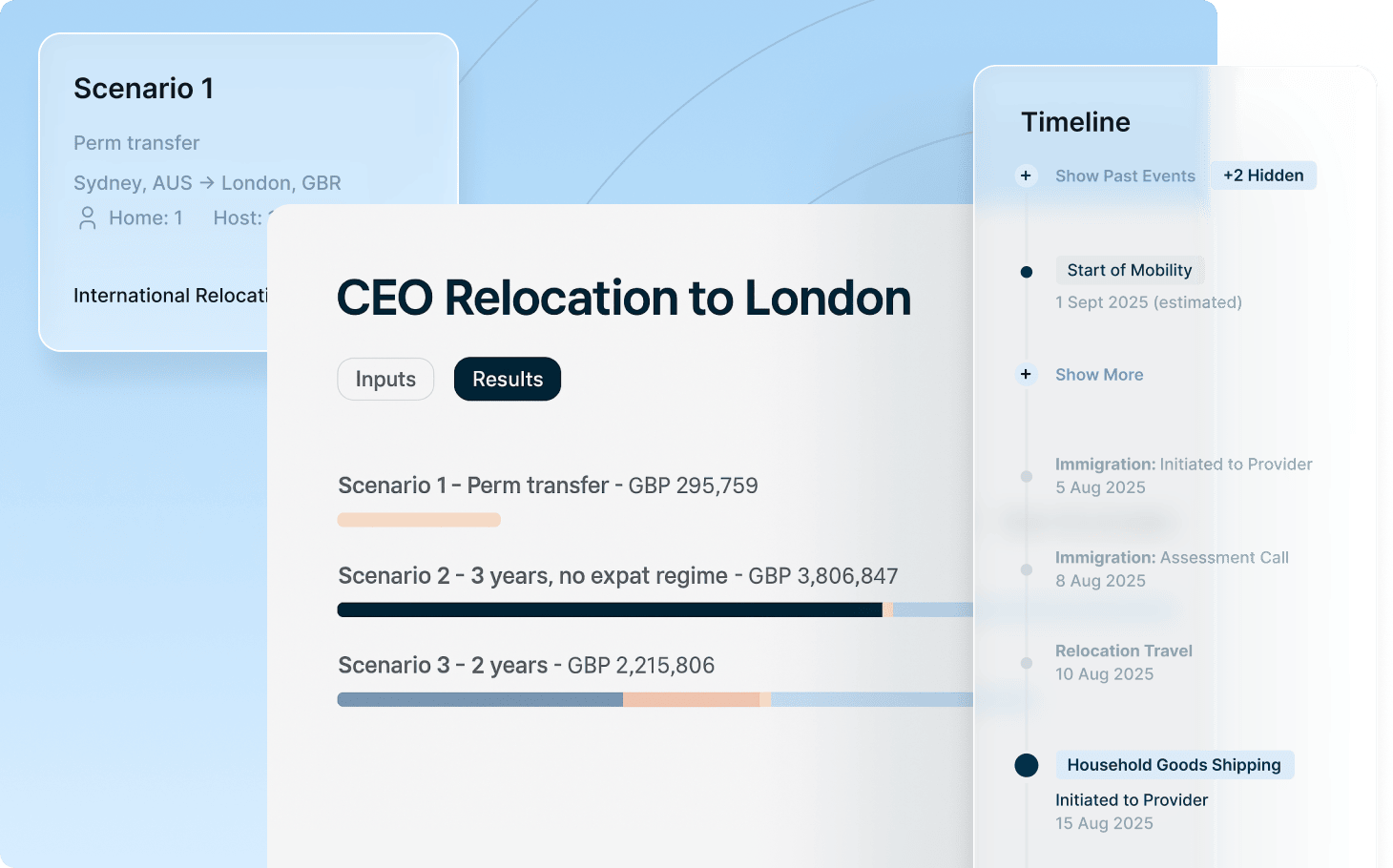 A screenshot showing the CB Relocation to London website, highlighting relocation options and support for individuals moving.