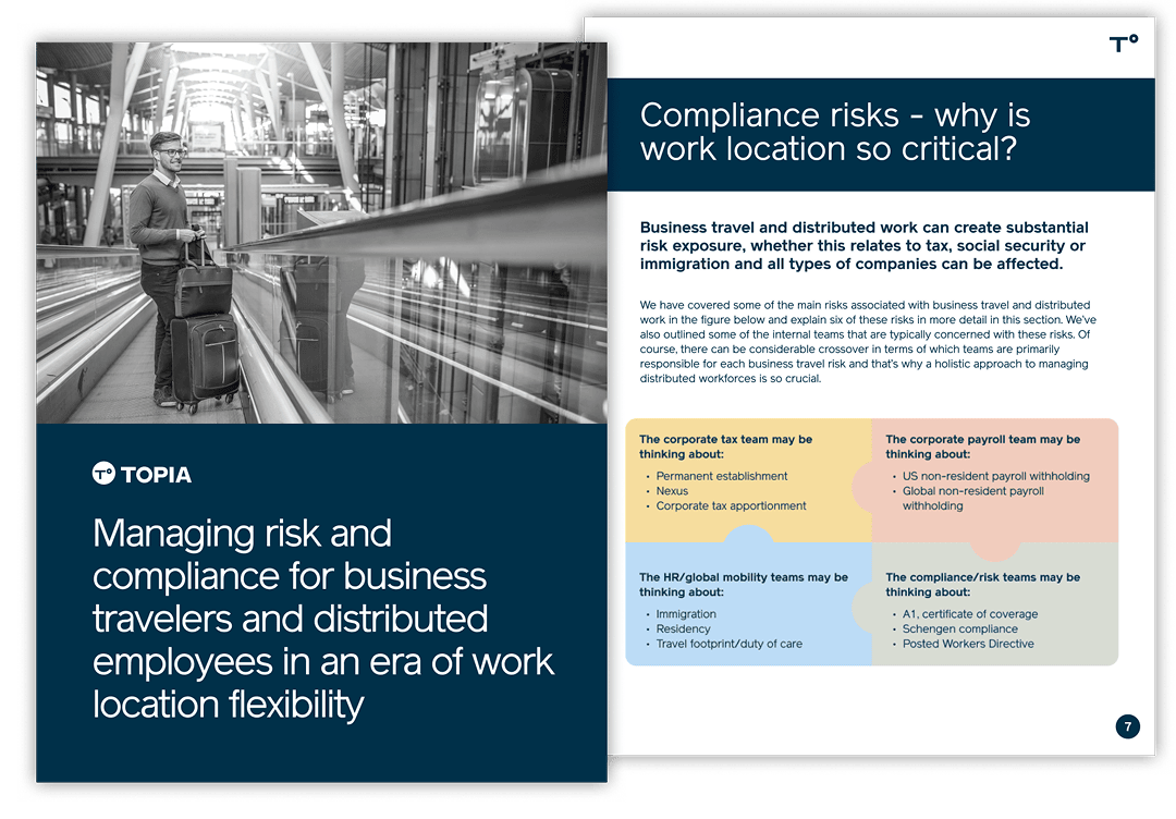 A business professional analyzing risk and compliance strategies for travel and corporate operations.