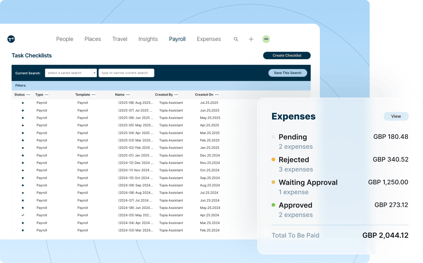 A view of the app's dashboard, highlighting its layout and main functionalities.