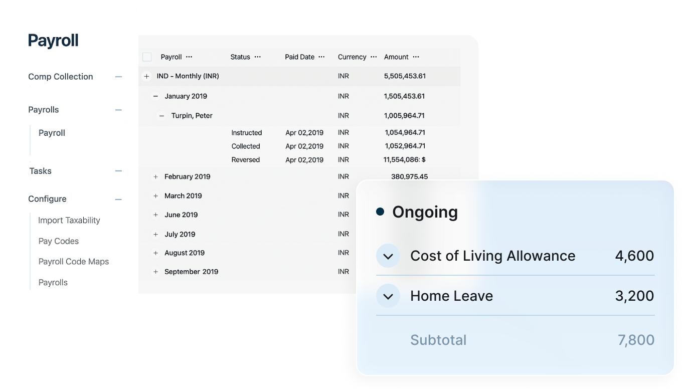 A payroll software interface designed for small businesses, showcasing features for managing employee payments and records.
