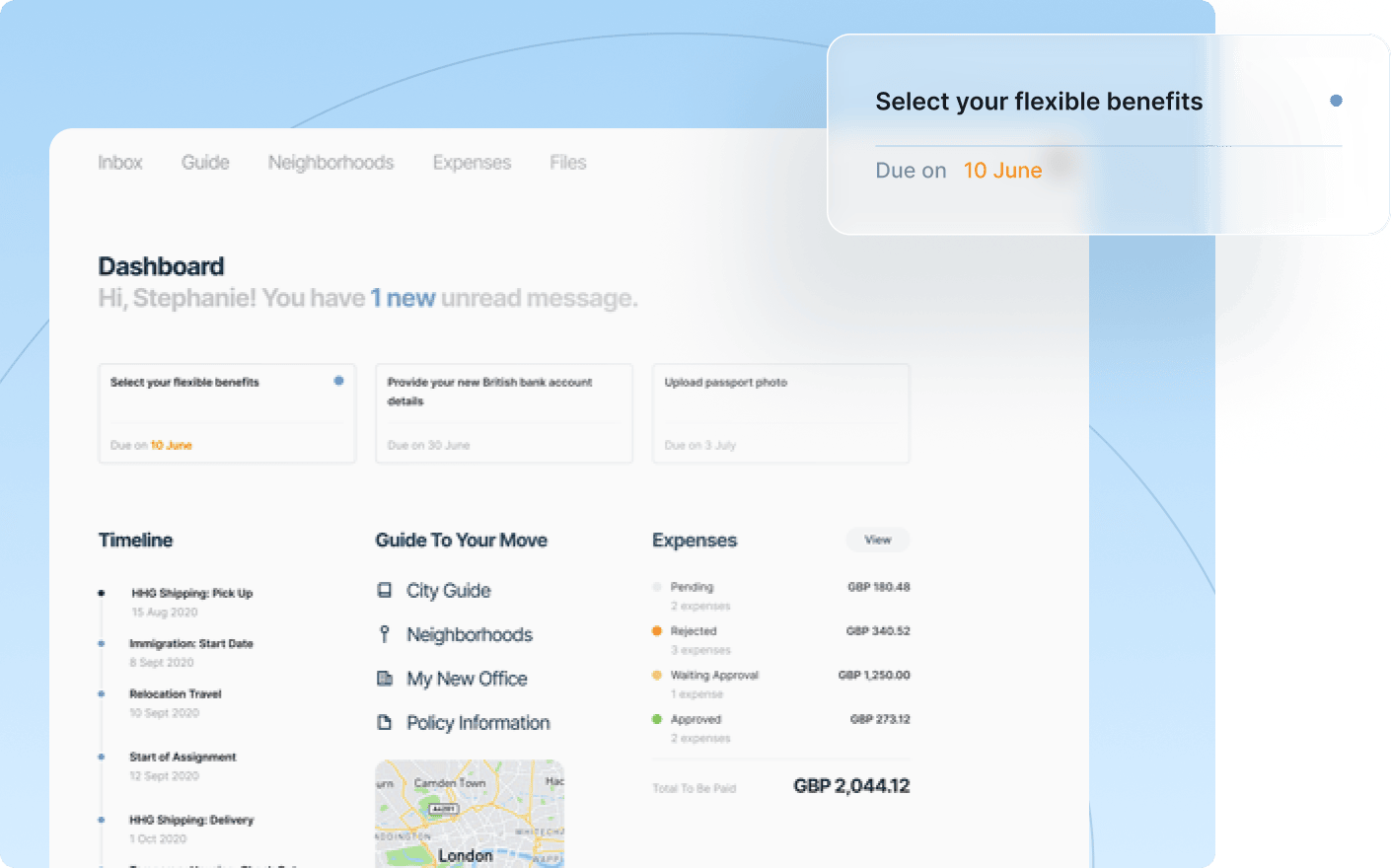 A screen displays the app's dashboard, highlighting its layout and key features for user interaction.