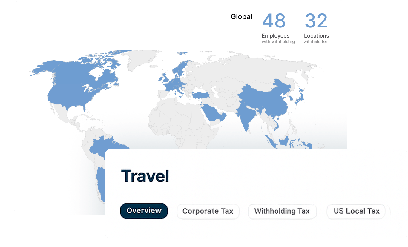 A travel tax calculator interface displaying input fields and results for calculating travel-related taxes.